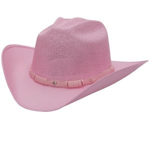 Pink cattleman straw cowboy hat